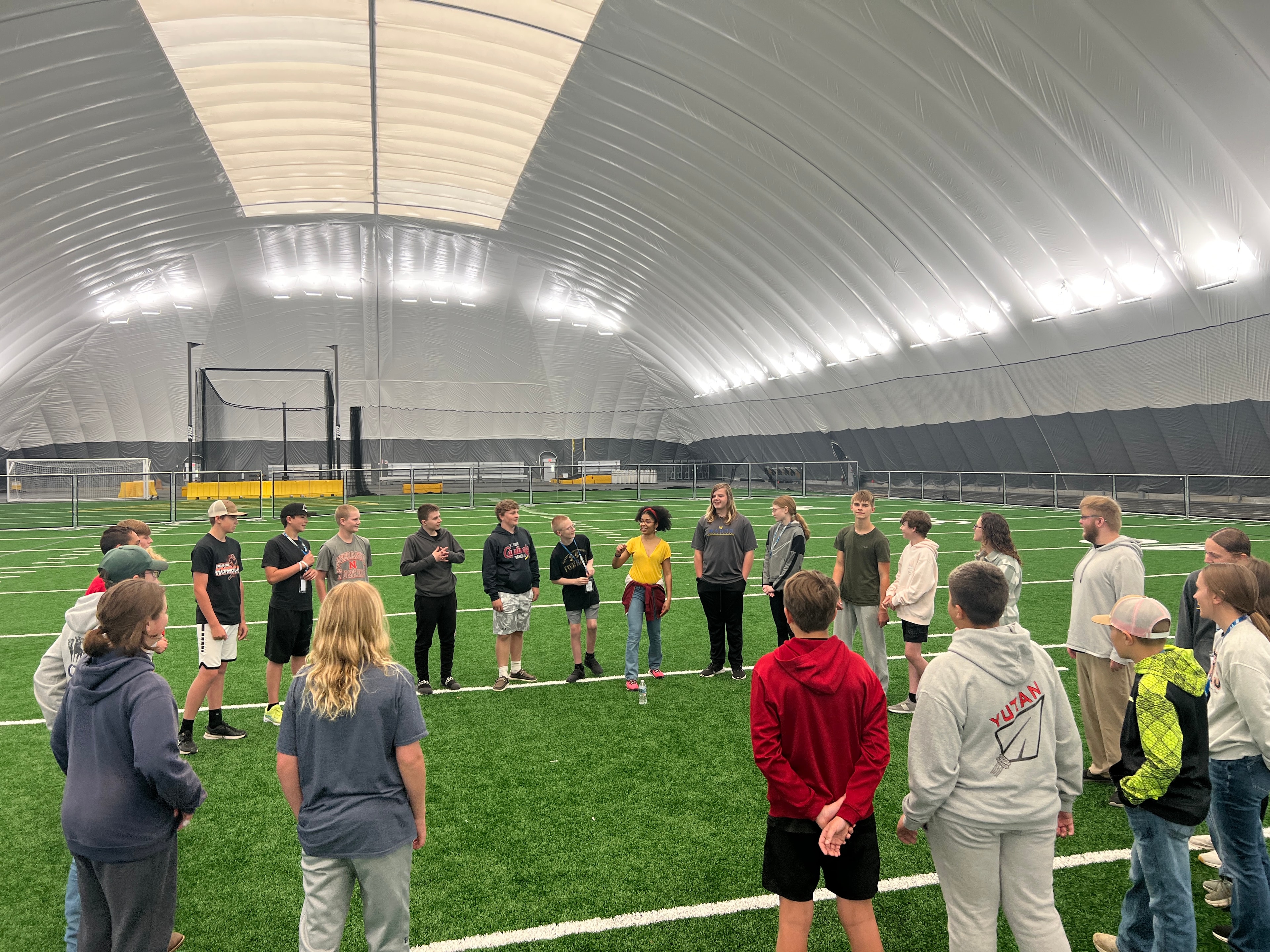 Team building activity at indoor sports facility